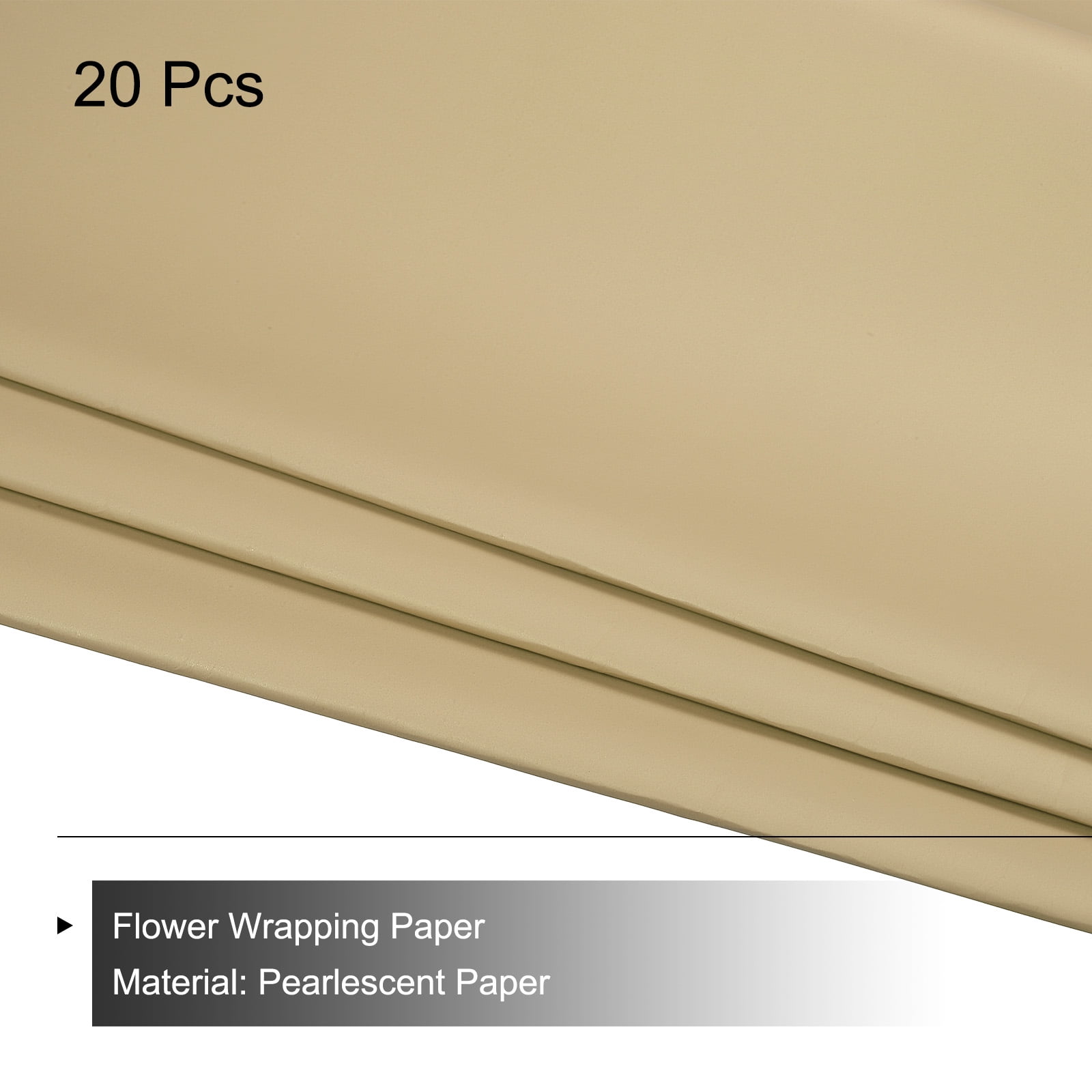 Pearlescent Film Flower Wrapping Paper 22.8x22.8 Inch Waterproof Beige Pack of 20