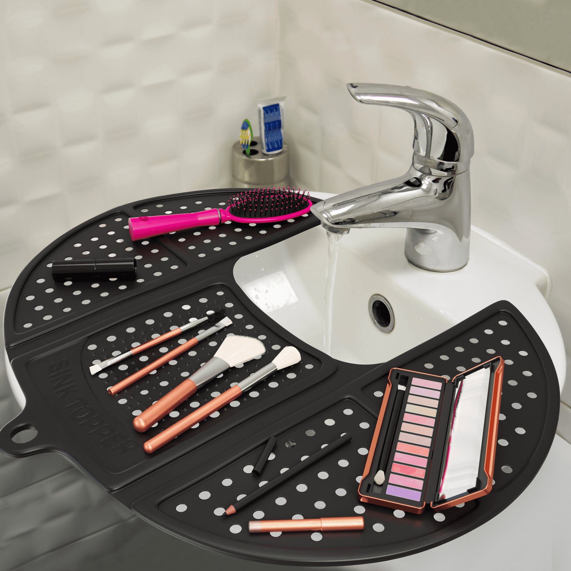 Sink Topper Cover for Bathroom Counter Spaces Organizer Makeup Mat White
