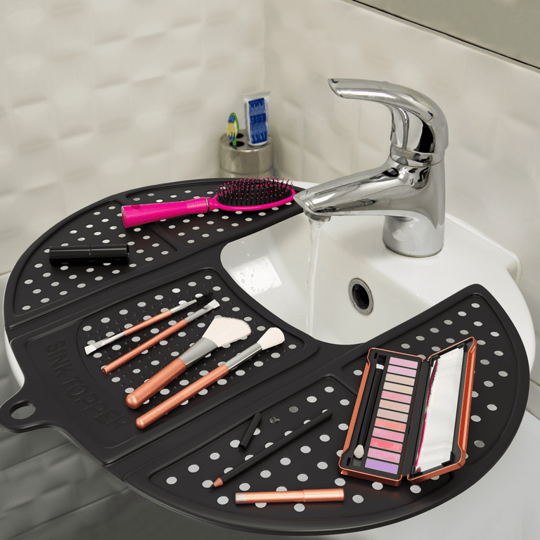 Sink Topper Cover for Bathroom Counter Spaces Organizer Makeup Mat Black.