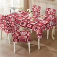 thumbnail image 2 of TSOVTHRID Red Heart Plaid Print 5 PCS Tablecloth and Chair Covers Set, Rectangle Table Cover with Stretchable Chair Seat Slipcovers for Home Kitchen, Banquet, Party Valentine's Day Decor, 2 of 7