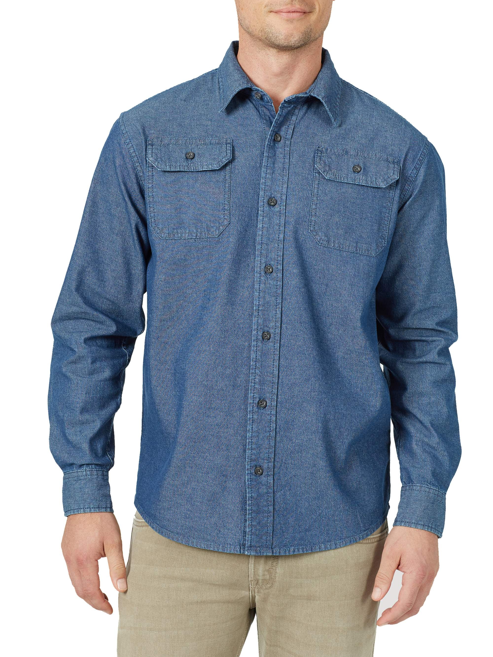 Wrangler Men's Long Sleeve Denim Shirt - Walmart.com