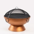 thumbnail image 4 of Deko Living 31 Inch Round Outdoor Steel Wood Burning Fire Pit Table with Screen Lid and Poker, 4 of 4