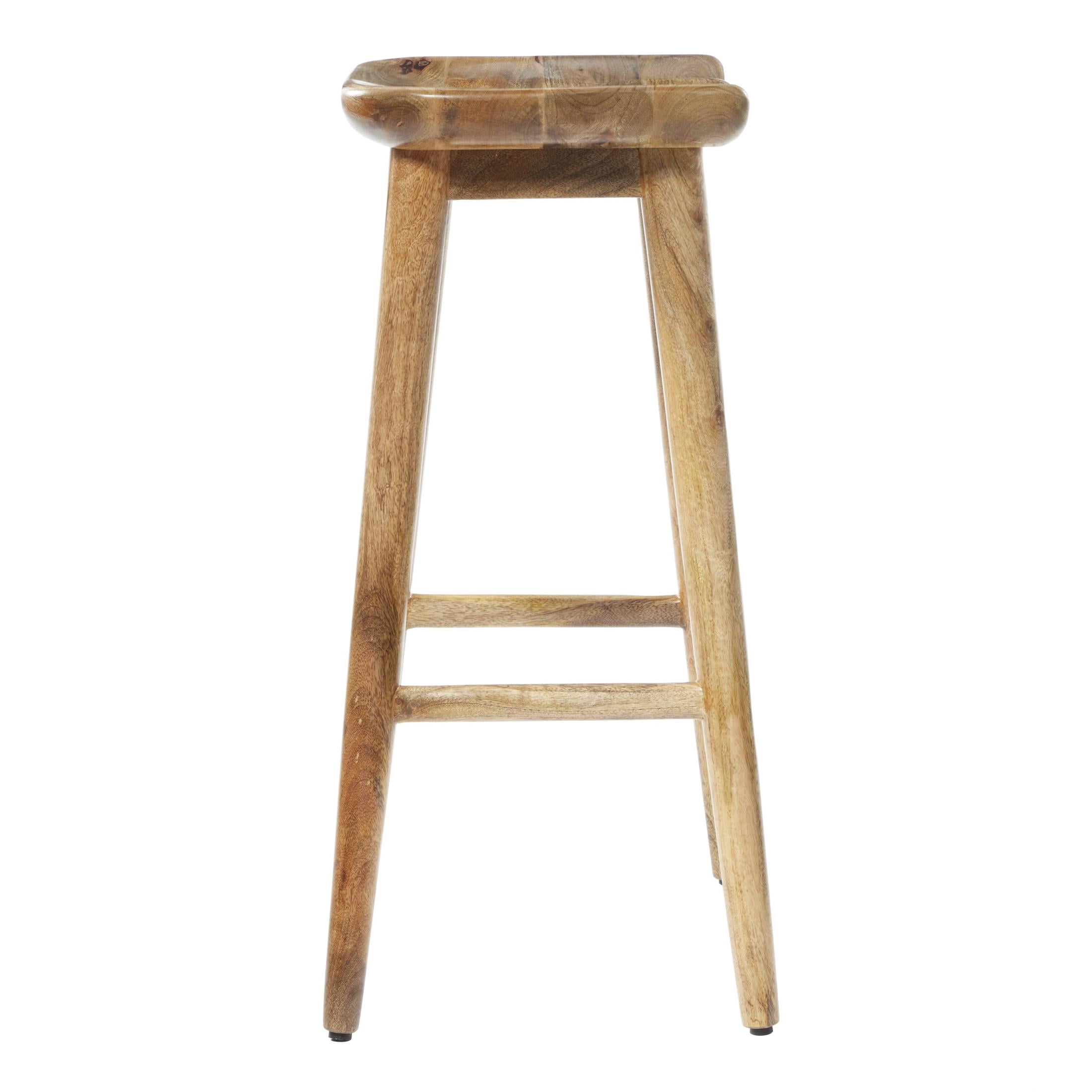 DecMode Wood Bar Stool with Footrest, Brown
