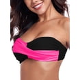 thumbnail image 5 of Ocean Blues Women's Halter Bikini Top with Removable Strap Color Block Print Twist Front Bandeau Swimsuit Top Bikinis Strapless Bathing Suits for Women, 5 of 8