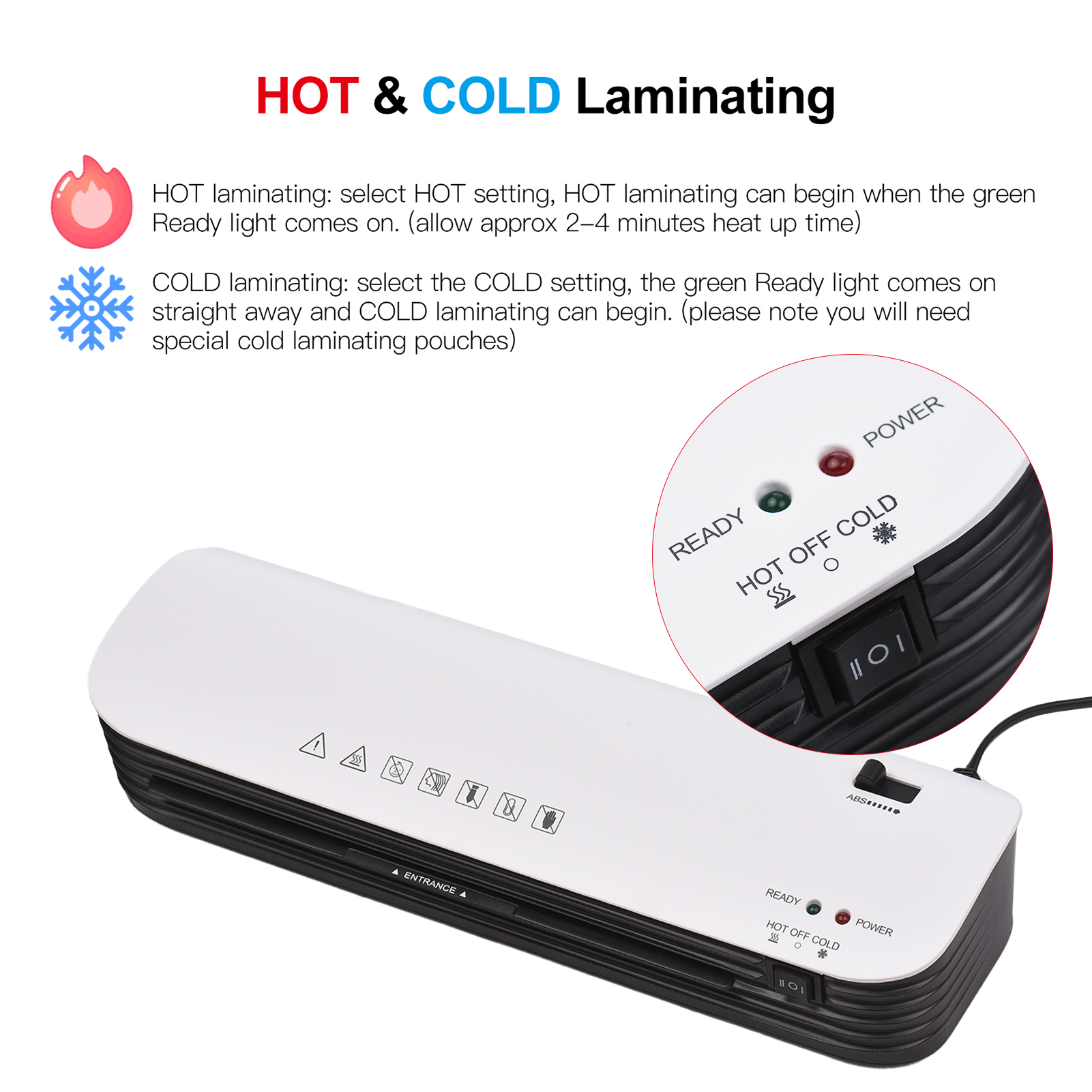 BIMZUC A4 Desktop Thermal Laminator Machine with Built-in Paper Cutter and Corner Rounder, Fast 3-Minute Warm-up Portable Photo Document Laminating Machine for Home Office School, 15 Pouches Included