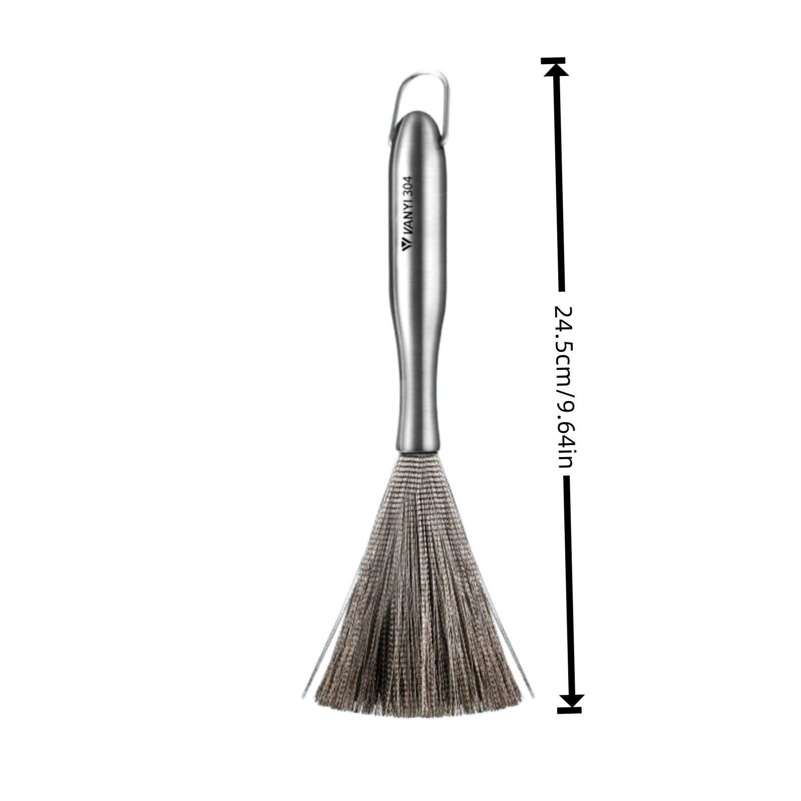 2PCS Cookware Scrubber Brush, Stainless Steel Pots Pans Cleaning Brush with a Long Handle Dishwashing Scrubber for Ovens Grills