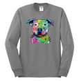 thumbnail image 2 of Neon Rainbow Trippy Cute Pitbull Dog Straight at You Dog Lover Mens Long Sleeve Shirt, Heather Grey, Medium, 2 of 3