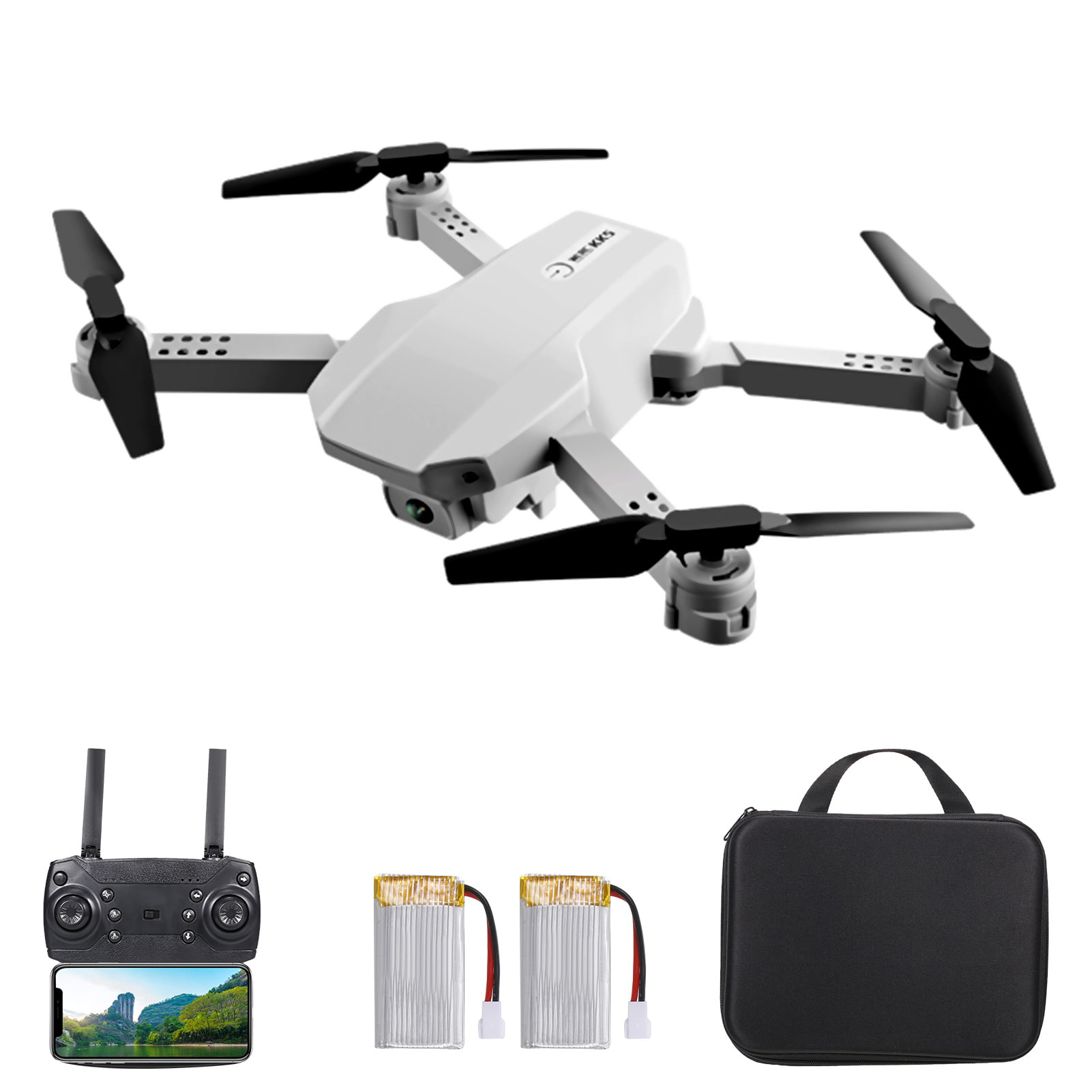 GoolRC RC Drone with Camera 4K WiFi FPV Dual Camera Drone Mini Folding Quadcopter Toy for Kids with Gravity Sensor Control Headless Mode Gesture Photo Video Function with Storage Bag 3 Batteries