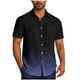 thumbnail image 2 of Blusa y camisa de manga corta con cuello vuelto para hombre, blusa informal de moda con cuello vuelto, estampado degradado, camisa de manga corta con botones, blusa de poliéster para hombre, 2 of 6