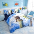 thumbnail image 2 of Manfei Watercolor Pelican Palm Tree Bedding Comforter Set for Kids Boys and Girls, Coastal Bird Print Queen Bedding Sets, Navy Reversible 7pcs, 2 of 6