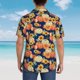 thumbnail image 4 of Balery fall Pumpkin Daisy Camisas hawaianas de manga corta para hombre, camisas playeras de corte holgado, camisas de vacaciones con botones,Medium, 4 of 7