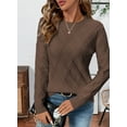 thumbnail image 5 of Eytino Women's Cable Knit Crewneck Sweaters Casual Long Sleeve Pullover Sweater Tops Fall Sweater 2025 Breen M, 5 of 11
