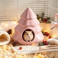 thumbnail image 2 of Qocolcyl Pink Ceramic Christmas Tree Hamster House, Pinaster Shaped Small Pet Hideout Bed, Breathable Cooling Habitat For Hamsters, Gerbils And Small Rodents, 2 of 7