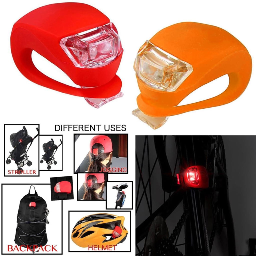 LED Silicone Mountain Bike Bicycle Front Rear Lights Set Push Cycle