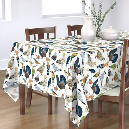 

Cotton Sateen Tablecloth 70 Square - Bird Species Birds Rainbow Robin Woodpecker Scientific Print Custom Table Linens by Spoonflower