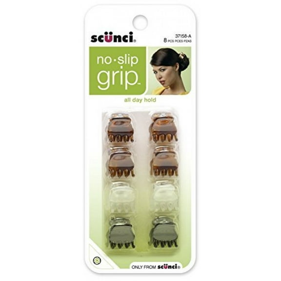 Scunci No-slip Grip Oval Top Jaw Clips, 1.5cm, - 4 Packs of 8 Count = 32 Count