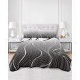 thumbnail image 3 of Black Geometric Twin Size Down Alternative Comforter,Lightweight Comforter Quilt Bedding Set with Pillow Shams Modern White Stripe Abstract Distortion Art Bed Comforter Duvet Insert 68"x86", 3 of 7