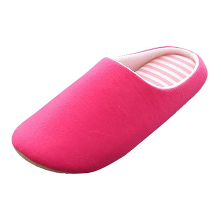 

iOPQO Women s slipper Slippers For Women Round Toe Flats Plus Velvet House Slippers For Women Shoes warm half-package heel soft Hot Pink 40