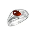 thumbnail image 4 of RYLOS Men's Rings Sterling Silver Ring - Timeless Pear Shape Cabochone Gemstone & Diamonds - Tear Drop Cabochon GARNET Rings For Men  Size 9, 4 of 7