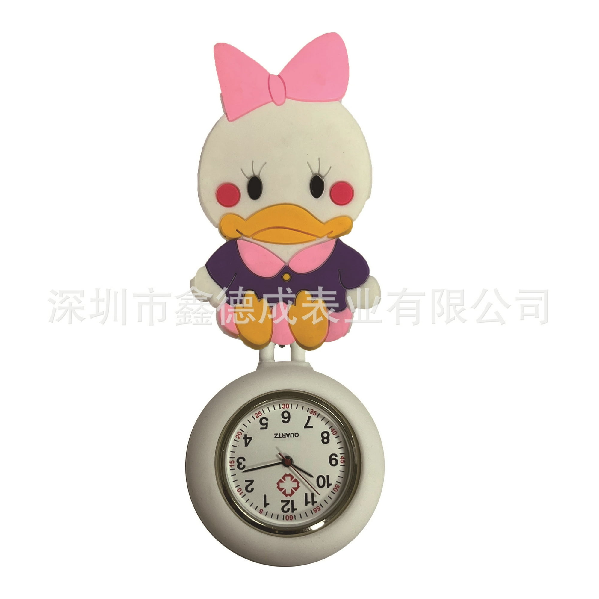 New Disney Mickey Mouse Easy pull Pocket Watch Silicone Luminous Nurse Watch Lilo and Stitch Cute Retractable Badge Clip Walmart
