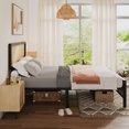 thumbnail image 3 of Bohemian Rattan Platform Bed Frame – Natural Cane Headboard, Strong Metal Slats, Rounded Corners, Wooden Mattress Base, No Box Spring Needed – Modern Bedroom Furniture, White Oak Finish, FULL BED, 3 of 6