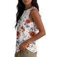 thumbnail image 5 of Lpmadey Women's 4th of July American Flag Tank Top, Butterfly Cross Print Sleeveless Blouse, Loose Pleated Casual Summer Top, 5 of 5