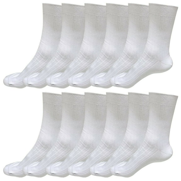 B&Q 12 pairs 98% Cotton Mens Breathable Comfortable Soft Fashion Casual Crew Business Dress Socks Mid Calf Size 9-11