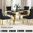 thumbnail image 6 of 47" Rectangular Glass Dining Table, 10mm Black Tempered Glass Top, S-Shaped Stainless Steel Legs, for Apartments & Small Spaces, 6 of 7