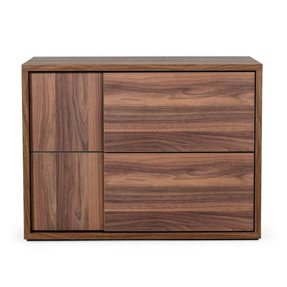 Modrest Asus 20" Two-Drawer Modern Wood Nightstand in Walnut Finish