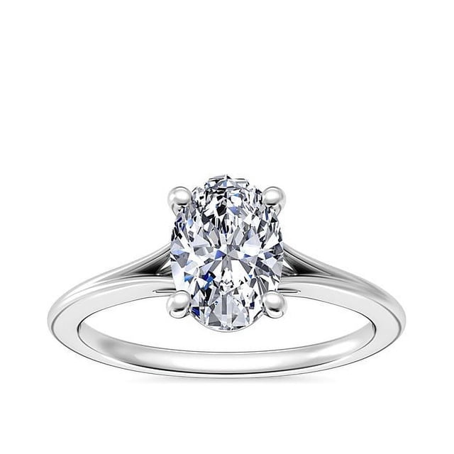 1.00 T.C.W Oval Shape Natural Diamond Latest Design Solitaire Wedding Ring for Ladies Solid 14K White Gold Size 8