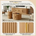 thumbnail image 4 of Euroco Wooden TV Stand & Coffee Table Set with Fluted Sliding Door for TVs up to 75", Golden Handles Media Console with Cable hole, Farmhouse Round Center Table for Living Room,, 4 of 9