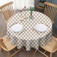 thumbnail image 3 of Beige and White Checkerboard Pattern Round Tablecloth 60"x60",Wrinkle Wipeable Table Cloth for Kitchen Dining Room Picnic Patio Party, 3 of 6