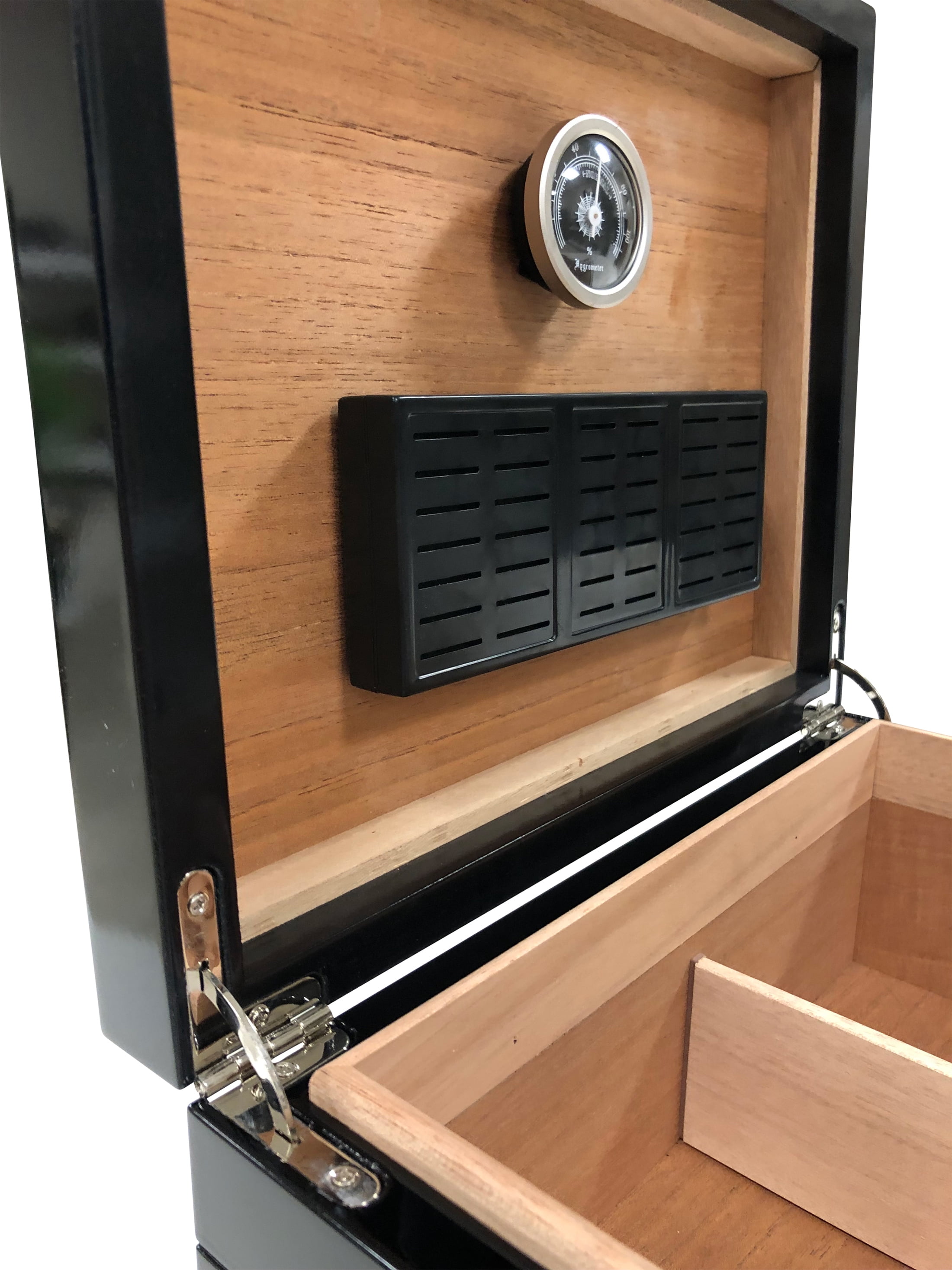Onyx Desktop Cigar Humidor - High Gloss Black - Capacity: 50