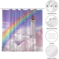 thumbnail image 4 of Rainbow Wonderland Shower Curtain for Bathroom, Pink Clouds Lighthouse Shower Curtain Set Bath Accessories Waterproof Fabric Bathtub Curtain Decor with 12 Hooks, 72x72 inches, 4 of 6