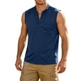 thumbnail image 3 of Men's Sleeveless Pocket T-Shirt Tank Top Muscle Tee V-Neck Casual Sports Shirts Moisture Wicking Quick Dry Breathable Summer Gym Workout Running Outdoors Essentials | JASKFLY,Navy S, 3 of 9