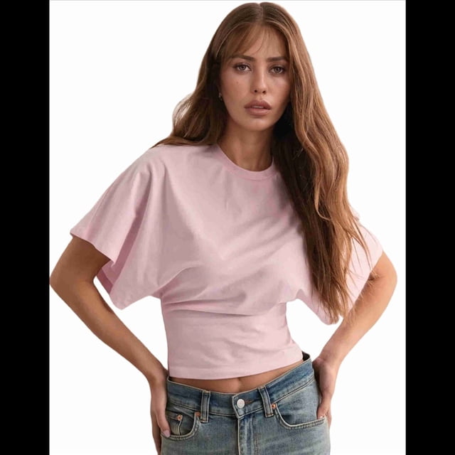 T-shirts pour Femmes à Col Rond, Taille Resserrée, T-Shirt Décontracté à Manches Courtes, Hauts d'Entraînement, Couleur Unie, T-Shirts Basiques, Rose, P