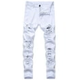 thumbnail image 2 of DPTALR George Men's Ripped Skinny Fit Stretch Denim Jeans Distressed and Destroyed Design,White Big and Tall Men XXXL, 2 of 9