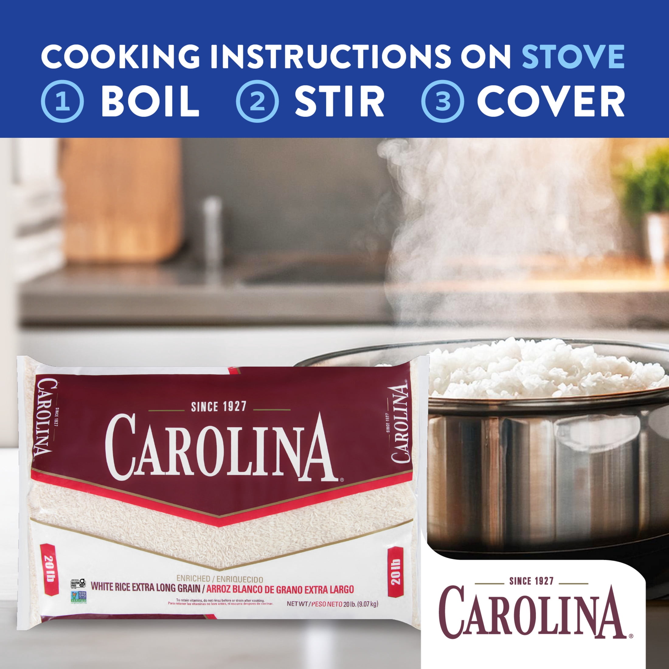 (2 pack) Carolina Enriched White Rice, Extra Long Grain, 20 lb Bag