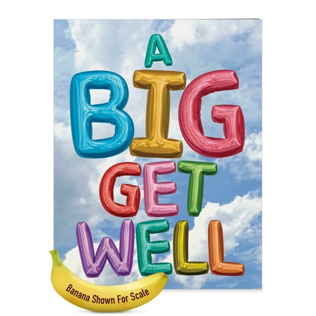 J5651HGWG Jumbo  Get Well Card: 'Inflated Messages' with Envelope (Jumbo Size: 8.5+ x