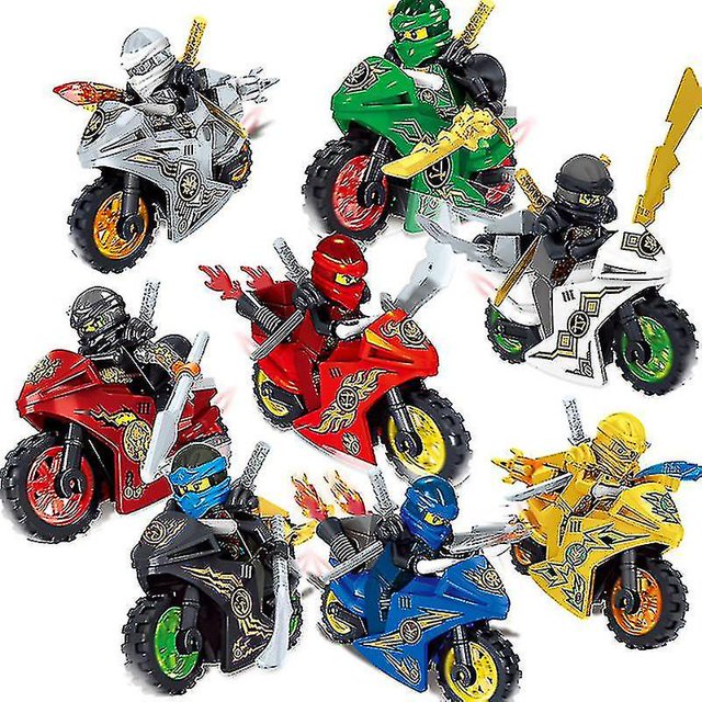 8stk Ninjago Conjunto de Motocicleta Minifiguras Ninja Mini Bloques Juguetes Ajustes Lego kaili Sencillez
