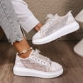 thumbnail image 5 of Womens Lace Sneakers Fashion Mesh Low Cut Canvas Shoes Lace Crochet Lace Up Walking Running Tennis Shoes Lightweight Breathable Flat Wedding Shoes Bridal Sneakers, 37, 5 of 7