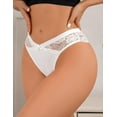 thumbnail image 2 of Women's Sexy Satin Thong Panties Lace Tangas Plus Size Cheeky Underwear V-waisted Cotton Crotch Hipster Brief, 2 of 4