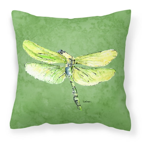 Carolines Treasures 8864PW1414 Dragonfly on Avacado   Canvas Fabric Decorative Pillow 14Hx14W multicolor