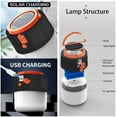 thumbnail image 2 of Lámpara solar de camping - Linterna LED portátil recargable por USB, luz de seguridad impermeable para jardín, pesca nocturna, caza y camping (negra), 2 of 5