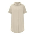 thumbnail image 6 of Horkkom Shirt Dresses for Women Summer Beach Mini Button Down Dress Solid Color Short Sleeve Sundresses with Pocket Beige 2XL, 6 of 8
