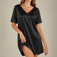 thumbnail image 5 of Sakmal Womens Moo Moo Nightgown Short Black Comfy House Dress Short Sleeve Patchwork Nightgowns for Women, 5 of 9