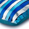 thumbnail image 2 of Fundas de cojín, funda decorativa de almohada azul a rayas, 35 x 35 cm (14 x 14 pulgadas), funda de almohada de piel sintética, funda de cojín cuadrada con pliegues azul metalizado, estilo moderno -, 2 of 5