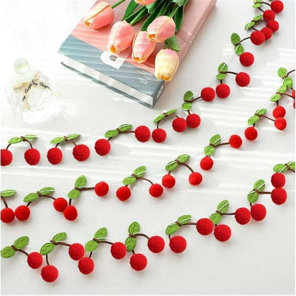 Cherries Garland,Bayberry Ball String Ornament,Simulation Fruit Decor,Cherry Hanging Decoration for Christmas,Birthday,Kids Bedroom,Fireplace,3 Pcs
