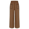 thumbnail image 5 of zaveiop Barrel Sweatpants Women High Waisted Wide Leg Lounge Pants Casual Fall Drawstring Contrast Patchwork with Pockets (Brown, M), 5 of 5