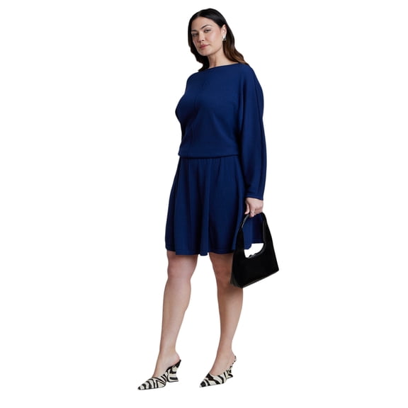 ELOQUII Women's Plus Size Elastic Waist Sweater Mini Dress